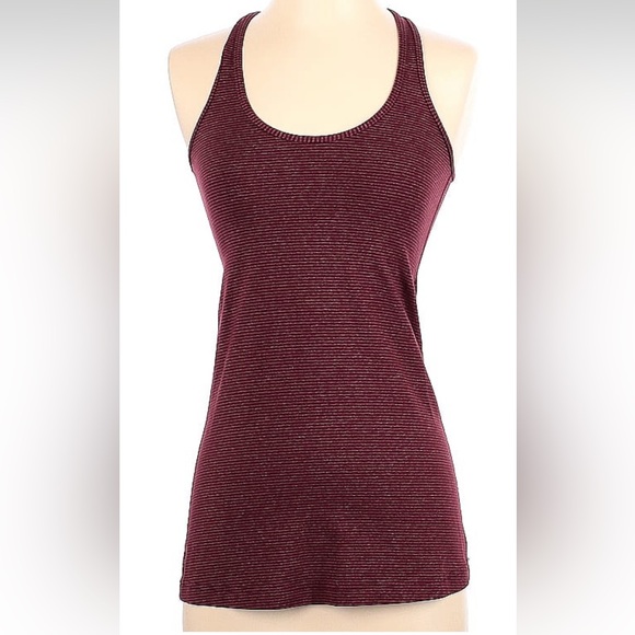 Lululemon Maroon Striped Halter Tank Top Size 2 - Picture 1 of 4